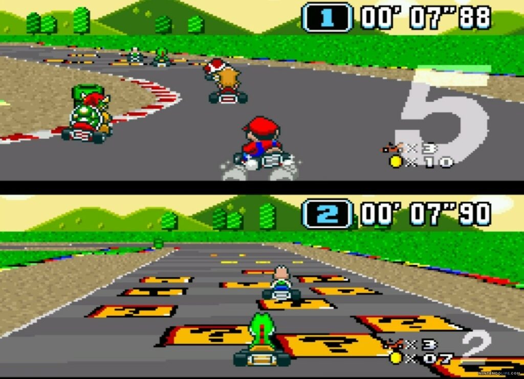 In Mario Kart the computer opponent is even teleport forward if they fall too far behind.